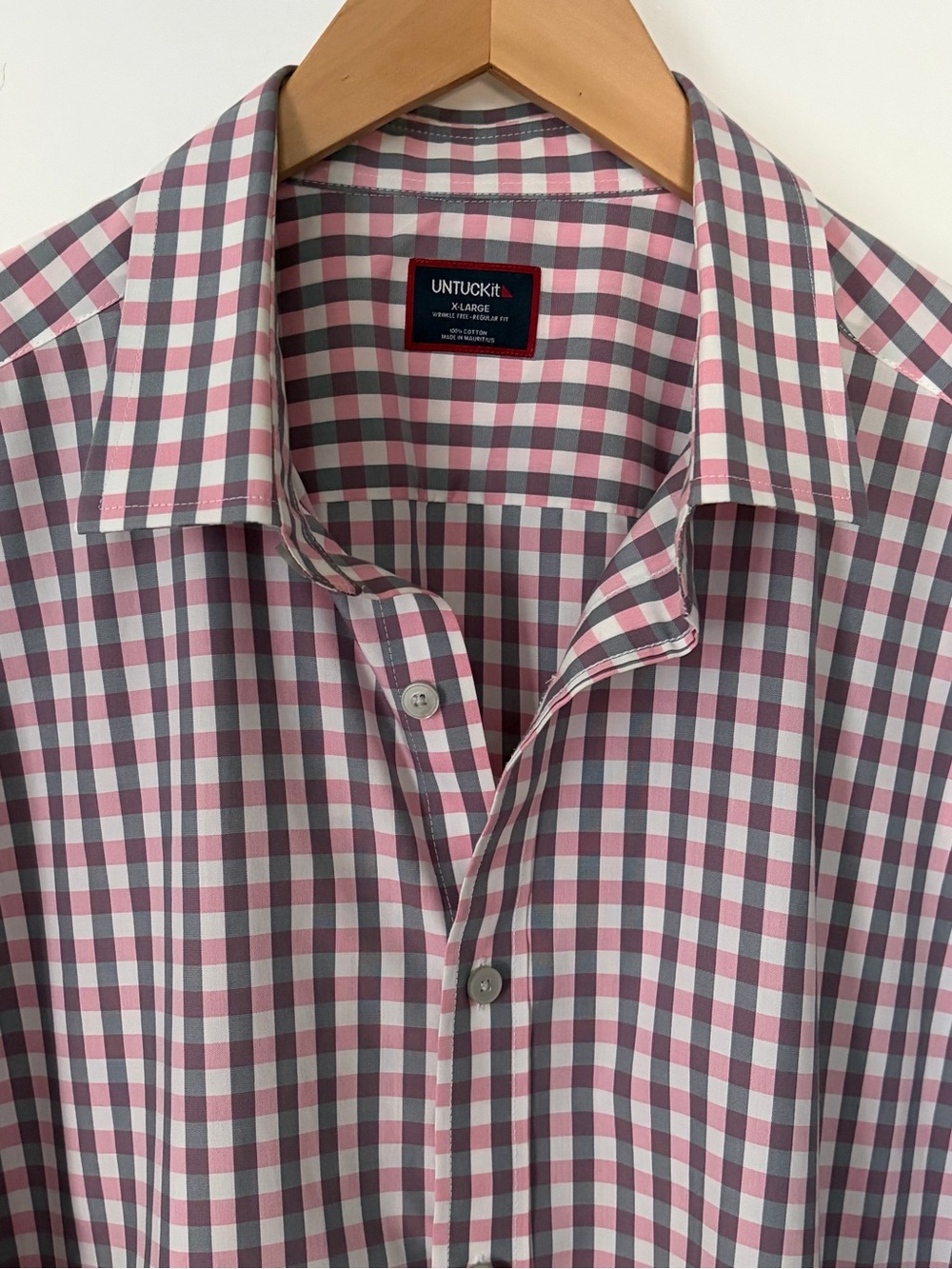 UNTUCKit Men’s XL Regular Fit Long Sleeve Wrinkle Free Button Down Check Shirt
